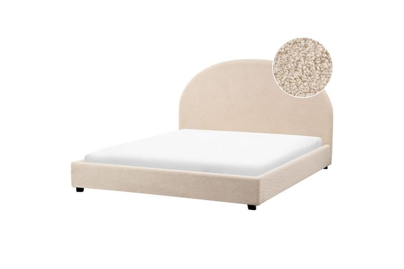 Seng med lamelramme Vaucluse - Beige/Bouclé, 160x200 cm - Møbler - Senge - Sengeramme & sengestel
