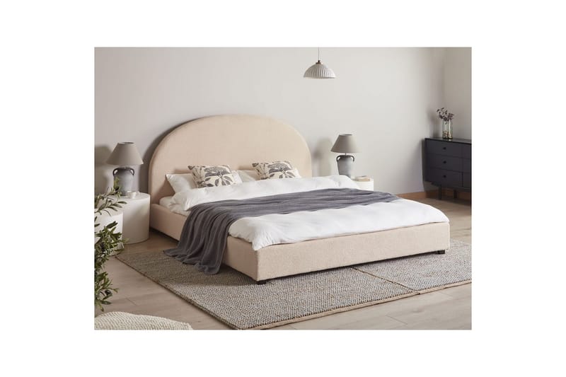 Seng med lamelramme Vaucluse - Beige/Bouclé, 180x200 cm - Møbler - Senge - Sengeramme & sengestel