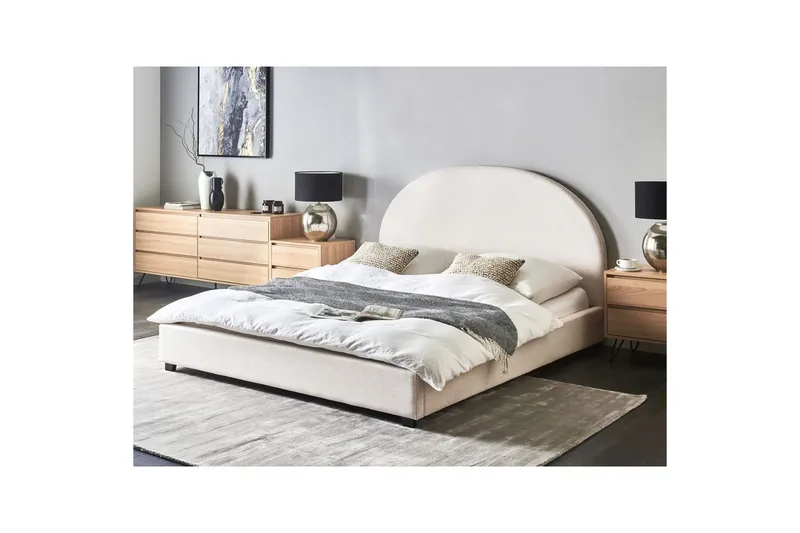 Seng med lamelramme Vaucluse - Hvid/Polyester, 160x200 cm - Møbler - Senge - Sengeramme & sengestel