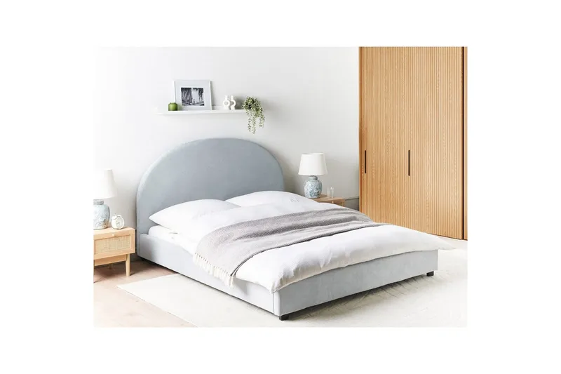 Seng med lamelramme Vaucluse - Lyseblå/polyester, 140x200 cm - Møbler - Senge - Sengeramme & sengestel