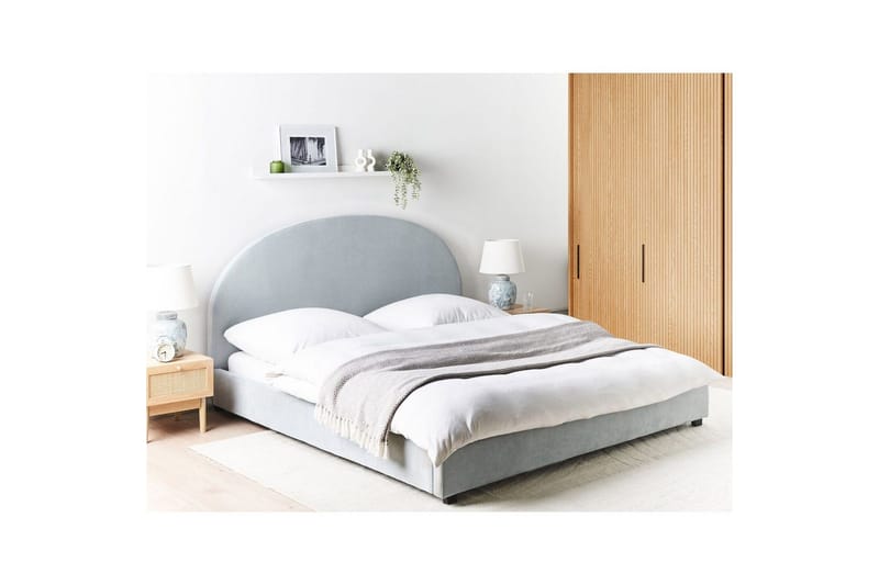 Seng med lamelramme Vaucluse - Lyseblå/polyester, 180x200 cm - Møbler - Senge - Sengeramme & sengestel