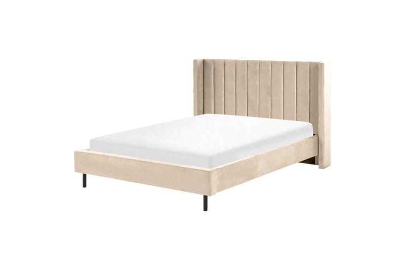 Seng med lamelramme Villette - Beige, sort, 140x200 cm - Møbler - Senge - Sengeramme & sengestel
