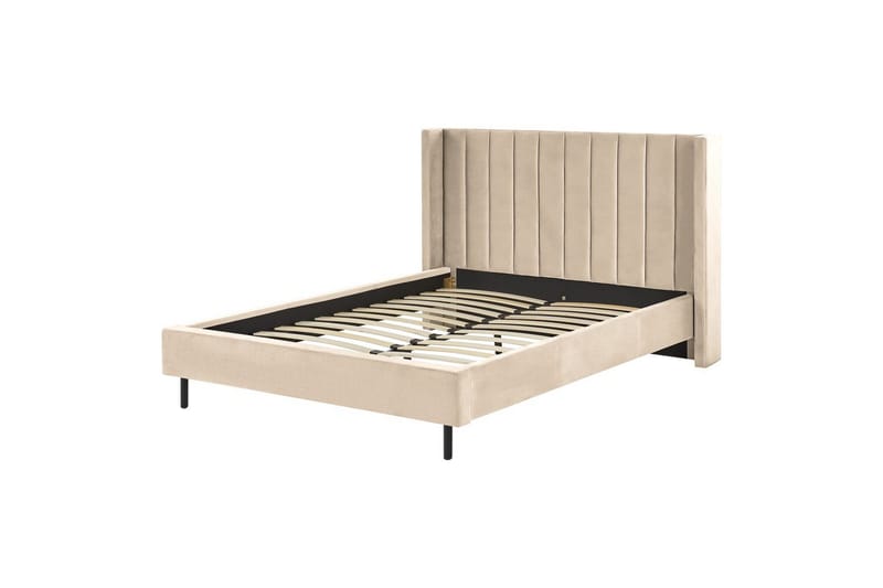 Seng med lamelramme Villette - Beige, sort, 140x200 cm - Møbler - Senge - Sengeramme & sengestel