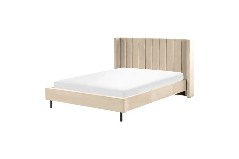 Seng med lamelramme Villette - Beige, sort, 160x200 cm - Møbler - Senge - Sengeramme & sengestel