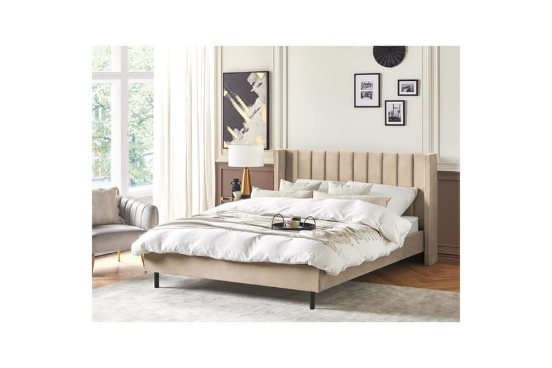 Seng med lamelramme Villette - Beige, sort, 180x200 cm - Møbler - Senge - Sengeramme & sengestel
