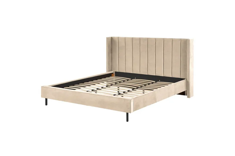 Seng med lamelramme Villette, Beige, sort, 180x200 cm