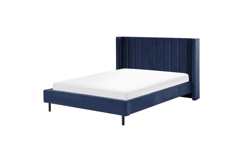 Seng med lamelramme Villette - Blå, Sort, 160x200 cm - Møbler - Senge - Sengeramme & sengestel