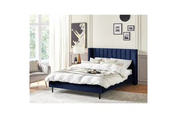 Seng med lamelramme Villette - Blå, Sort, 160x200 cm - Møbler - Senge - Sengeramme & sengestel