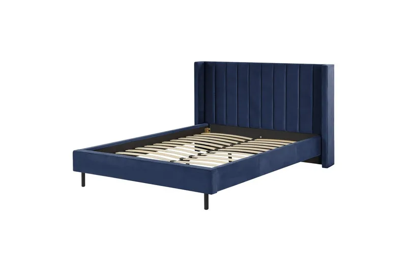 Seng med lamelramme Villette, Blå, Sort, 160x200 cm