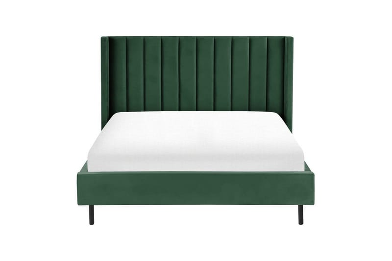 Seng med lamelramme Villette - Grøn, sort, Grøn, Sort, 140x200 cm - Møbler - Senge - Sengeramme & sengestel