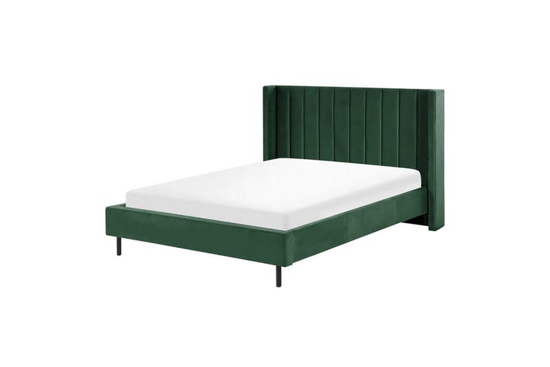 Seng med lamelramme Villette - Grøn, sort, Grøn, Sort, 140x200 cm - Møbler - Senge - Sengeramme & sengestel
