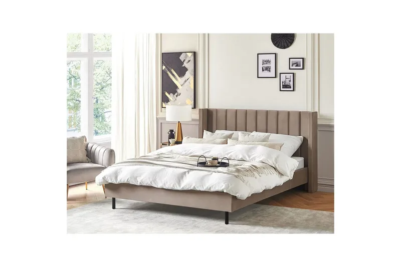 Seng med lamelramme Villette - Taupe, guld, 180x200 cm - Møbler - Senge - Sengeramme & sengestel