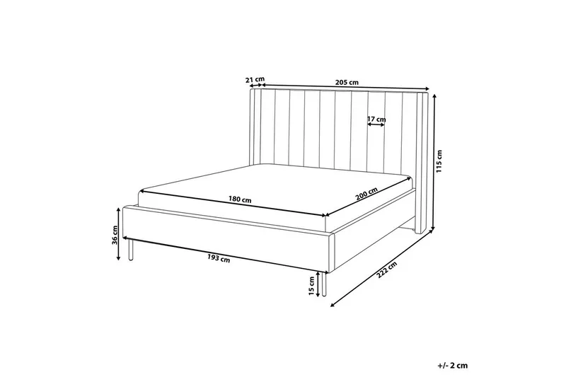 Seng med lamelramme Villette - Taupe, guld, 180x200 cm - Møbler - Senge - Sengeramme & sengestel
