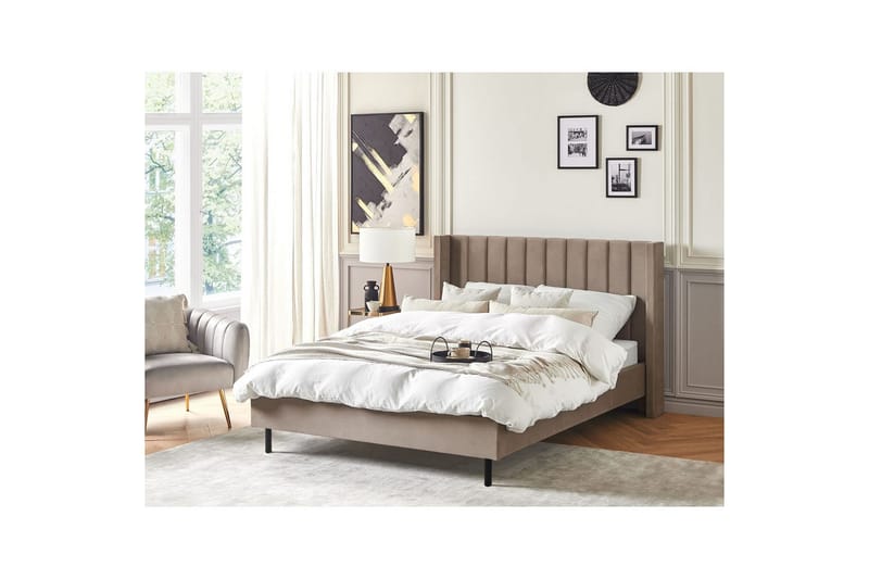 Seng med lamelramme Villette - Taupe, sort, 140x200 cm - Møbler - Senge - Sengeramme & sengestel