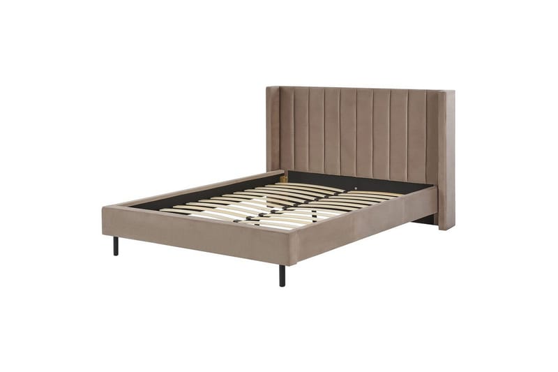 Seng med lamelramme Villette - Taupe, sort, 160x200 cm - Møbler - Senge - Sengeramme & sengestel