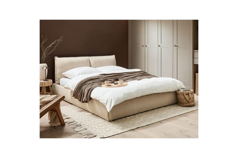 Seng med lamelramme Vinay - Lys beige, 160x200 cm - Møbler - Senge - Sengeramme & sengestel