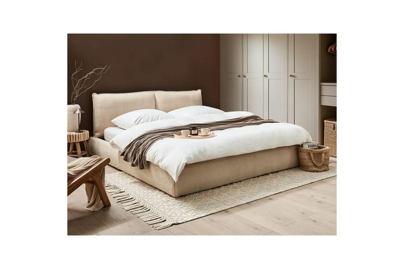 Seng med lamelramme Vinay - Lys beige, 180x200 cm - Møbler - Senge - Sengeramme & sengestel
