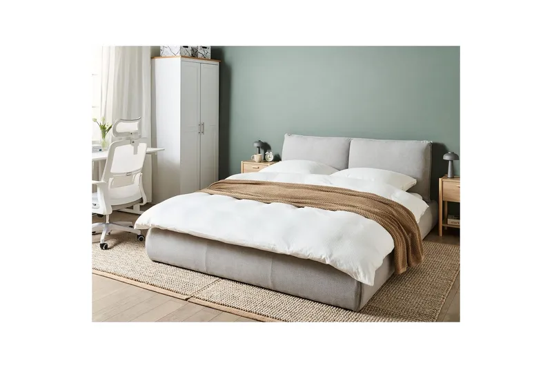 Seng med lamelramme Vinay - Lys grå, 160x200 cm - Møbler - Senge - Sengeramme & sengestel