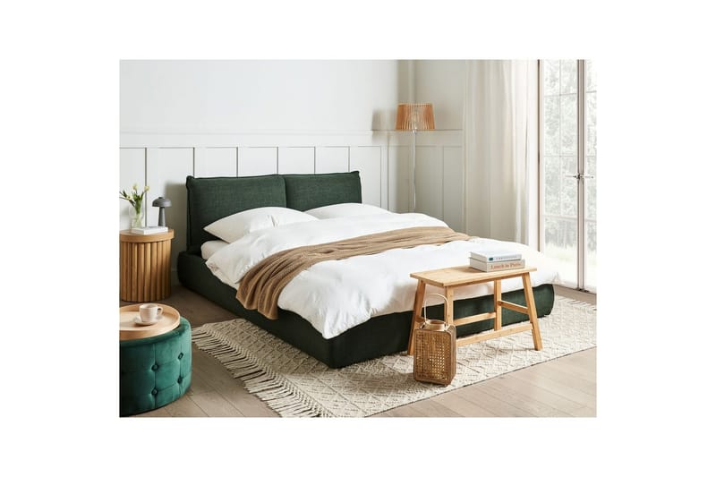 Seng med lamelramme Vinay - Mørkegrøn, 160x200 cm - Møbler - Senge - Sengeramme & sengestel