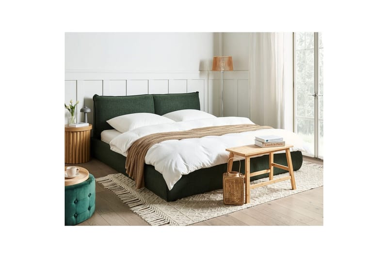 Seng med lamelramme Vinay - Mørkegrøn, 180x200 cm - Møbler - Senge - Sengeramme & sengestel
