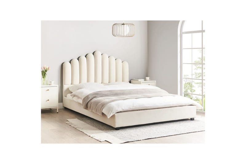 Seng med lamelramme Vincennes - Hvid, Sort, 160x200 cm - Møbler - Senge - Sengeramme & sengestel