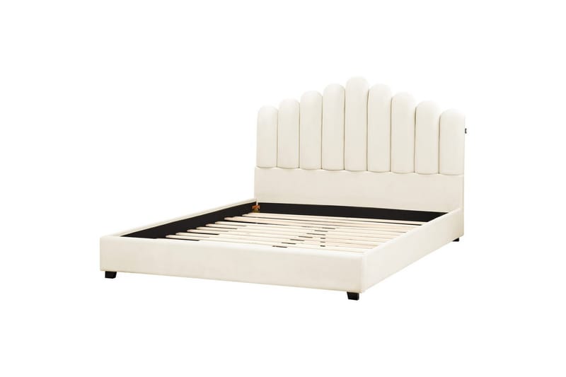 Seng med lamelramme Vincennes, Hvid, Sort, 180x200 cm