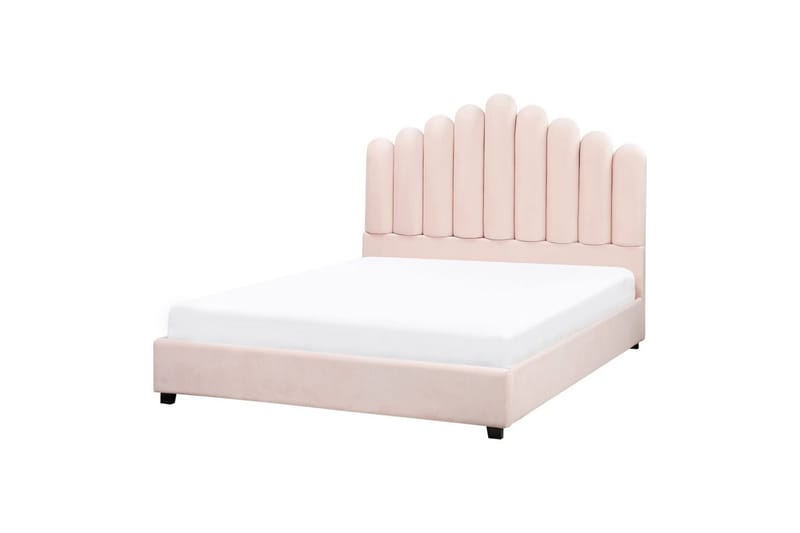 Seng med lamelramme Vincennes - Rosa, Sort, 140x200 cm - Møbler - Senge - Sengeramme & sengestel