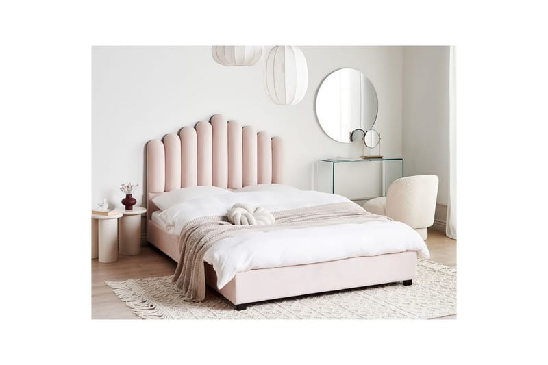 Seng med lamelramme Vincennes - Rosa, Sort, 140x200 cm - Møbler - Senge - Sengeramme & sengestel