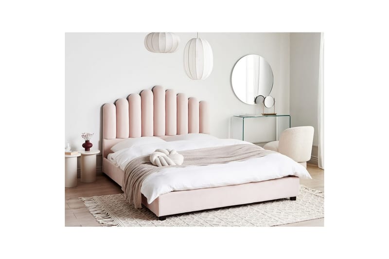 Seng med lamelramme Vincennes - Rosa, Sort, 160x200 cm - Møbler - Senge - Sengeramme & sengestel