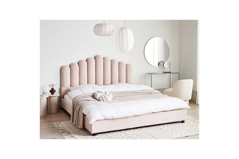 Seng med lamelramme Vincennes - Rosa, Sort, 180x200 cm - Møbler - Senge - Sengeramme & sengestel