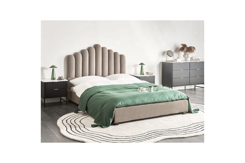 Seng med lamelramme Vincennes - Taupe, sort, 140x200 cm - Møbler - Senge - Sengeramme & sengestel