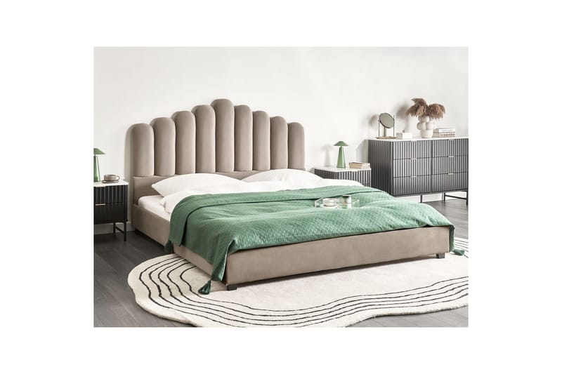 Seng med lamelramme Vincennes - Taupe, sort, 180x200 cm - Møbler - Senge - Sengeramme & sengestel