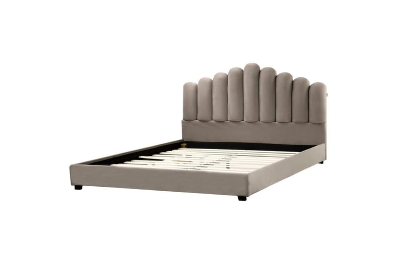 Seng med lamelramme Vincennes, Taupe, sort, 180x200 cm