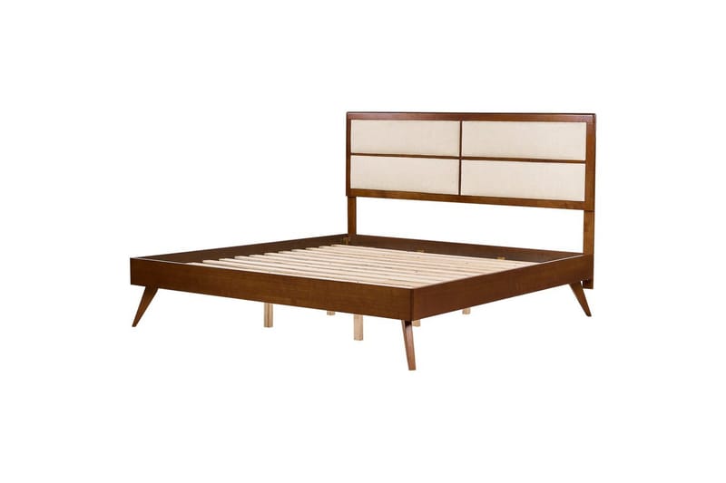 Seng med lamelramme Poissy, Mørkt træ, beige, 180x200 cm