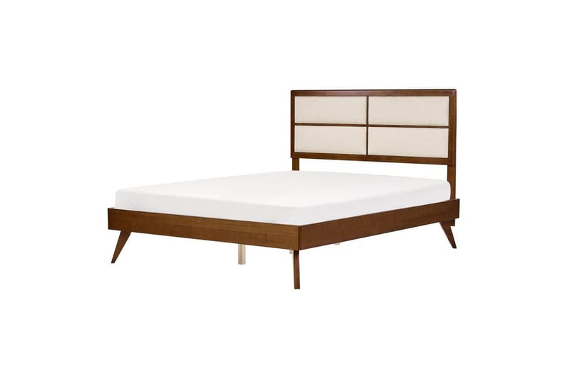Seng med lamelramme Poissy - Mørkt træ, beige, 160x200 cm - Møbler - Senge - Sengeramme & sengestel