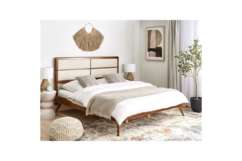 Seng med lamelramme Poissy - Mørkt træ, beige, 180x200 cm - Møbler - Senge - Sengeramme & sengestel