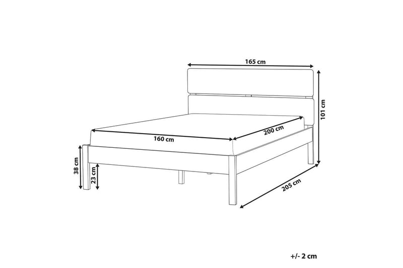 Seng med LED-belysning Boisset - Brun/Gummitræ, 160x200 cm - Møbler - Senge - Sengeramme & sengestel