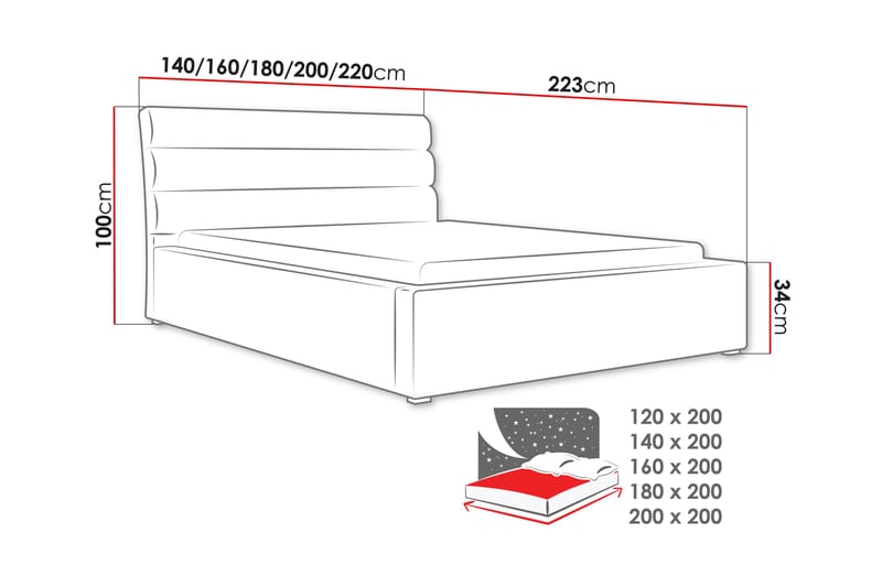 Adrianah Sengeramme 200x200 cm - Møbler - Senge - Seng med opbevaring