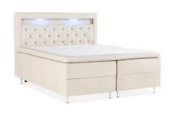 Alessia Komplet Sengesæt med Opbevaring LED-belysning 160x200 cm - Beige - Møbler - Senge - Seng med opbevaring