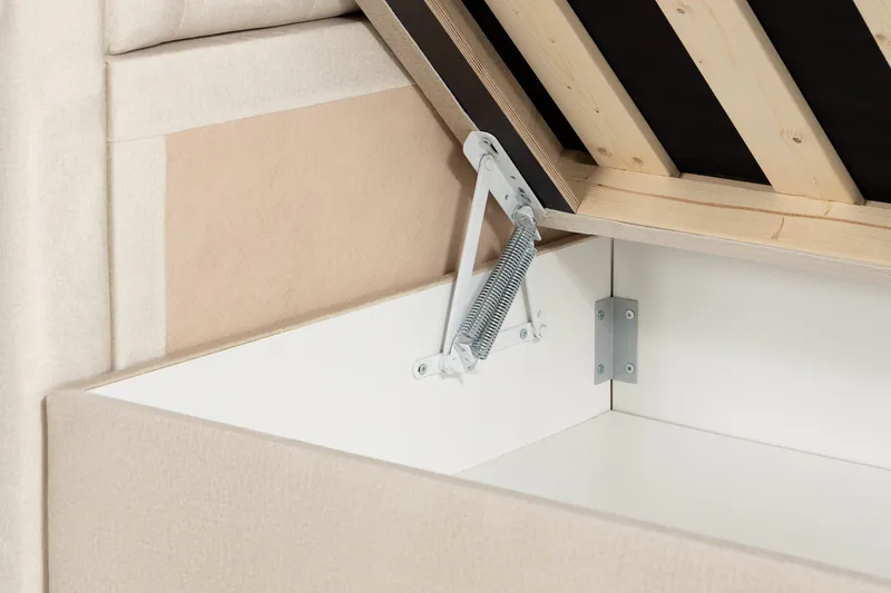 Alessia Komplet Sengesæt med Opbevaring LED-belysning 160x200 cm - Beige - Møbler - Senge - Seng med opbevaring