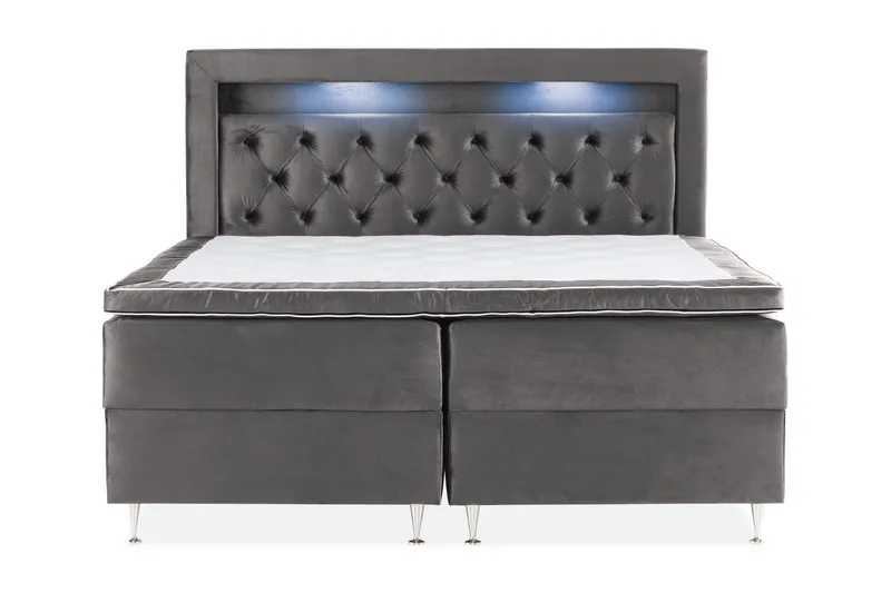 Alessia Komplet Sengesæt med Opbevaring LED-belysning 160x200 cm, Mørkegrå