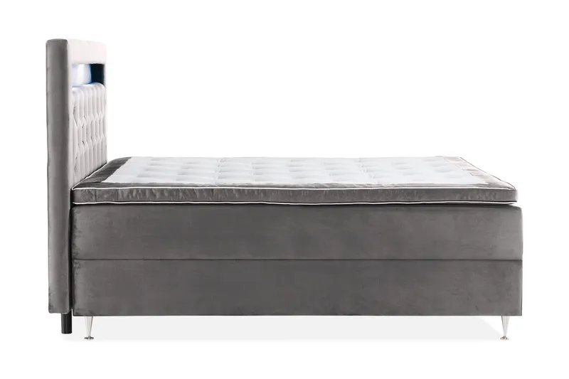 Alessia Komplet Sengesæt med Opbevaring LED-belysning 160x200 cm - Mørkegrå - Møbler - Senge - Seng med opbevaring