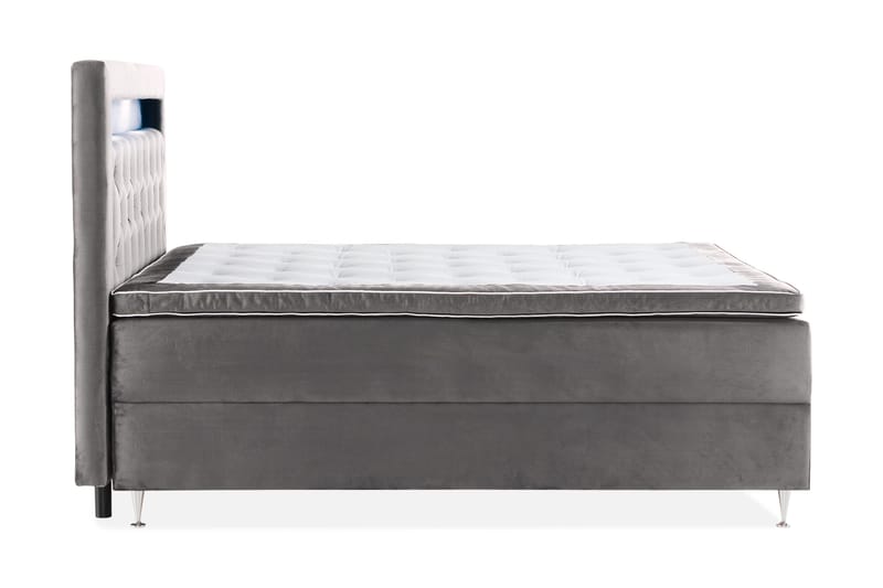 Alessia Komplet Sengesæt med Opbevaring LED-belysning 160x200 cm - Mørkegrå - Møbler - Senge - Seng med opbevaring