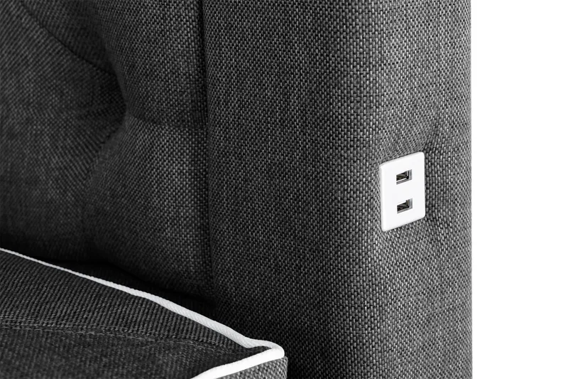 Alessia Komplet Sengesæt med Opbevaring LED-belysning 160x200 cm - Sort - Møbler - Senge - Seng med opbevaring