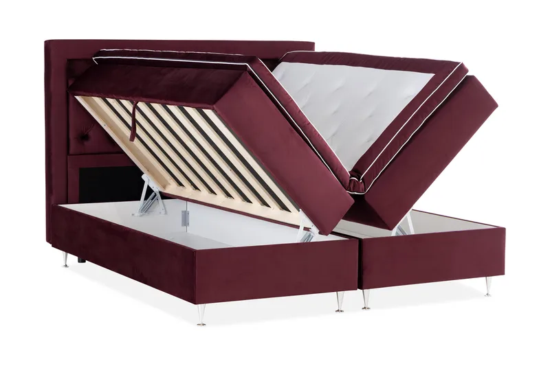 Alessia Komplet Sengesæt med Opbevaring LED-belysning 180x200 cm - Rød - Møbler - Senge - Seng med opbevaring