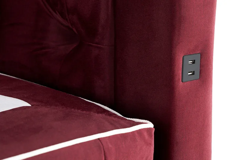 Alessia Komplet Sengesæt med Opbevaring LED-belysning 180x200 cm - Rød - Møbler - Senge - Seng med opbevaring