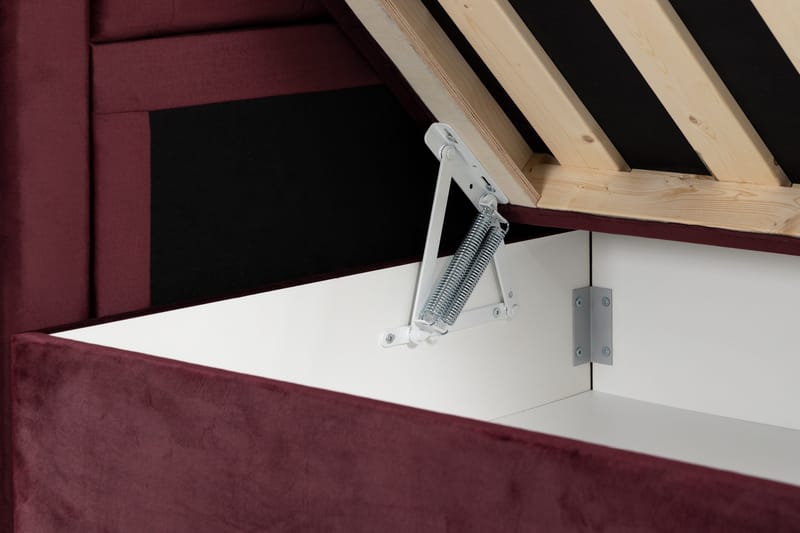 Alessia Opbevaringsseng med LED-belysning 160x200 - Rød - Møbler - Senge - Seng med opbevaring