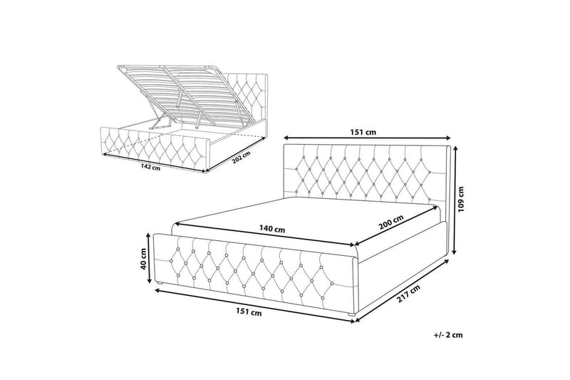 Seng med opbevaring Amiens - Beige, 140x200 cm - Møbler - Senge - Sengeramme & sengestel