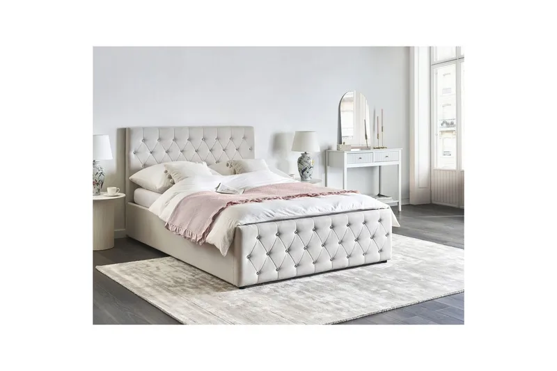 Seng med opbevaring Amiens - Beige, 140x200 cm - Møbler - Senge - Sengeramme & sengestel