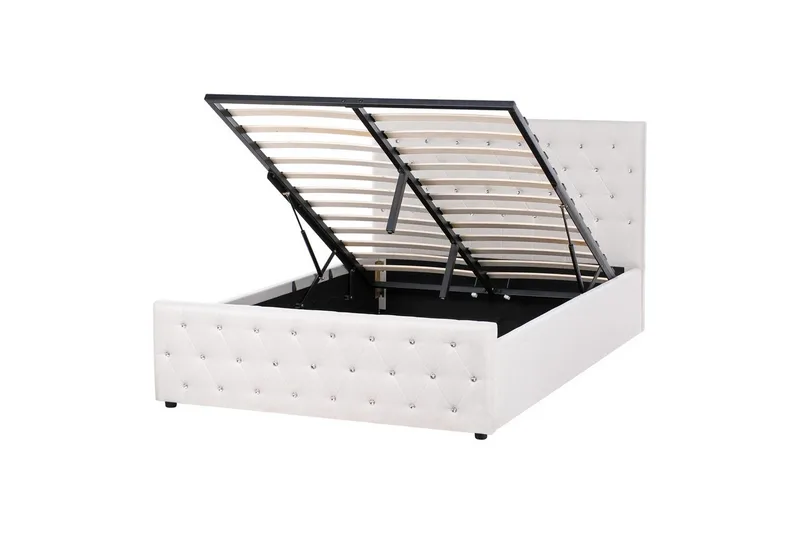 Seng med opbevaring Amiens - Beige, 140x200 cm - Møbler - Senge - Sengeramme & sengestel